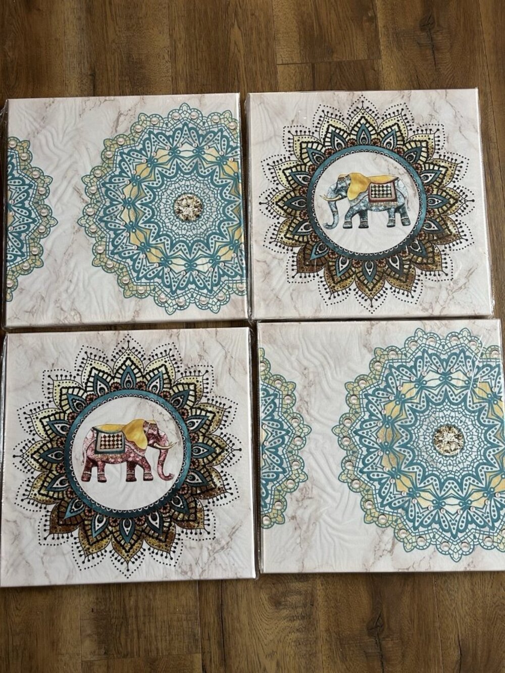 Canvas Elephant Mandala Canvas 4 Pc Set Wall Art Decor